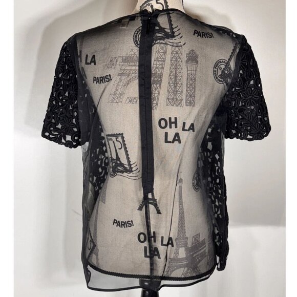 Burberry London Black Sheet Floral Top, Womens Size 8 NWD (Missing Camisole) - Picture 5 of 7